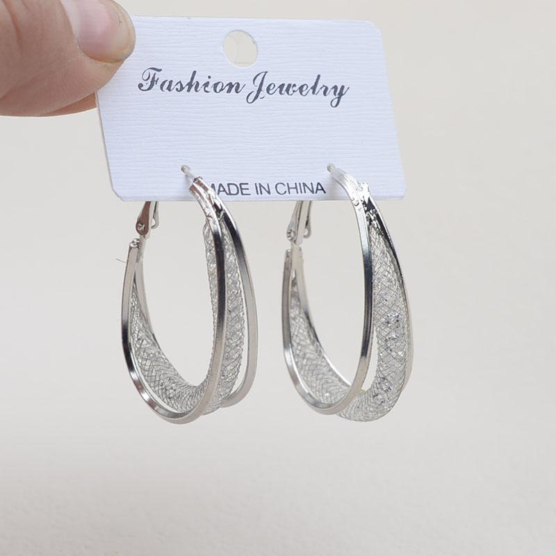 Boho Silver Oval Earrigns Large Hanging Anti Allergy Silver Needle Earrings Hoops Fashionable Circle Design Luxury Earrings