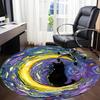 1pc Whimsical Feline Office Round Area Rug, Indoor Mat Suitable ForOffice, Under Office Chairs Bedroom Living Room Home Decor, Room Deco T180