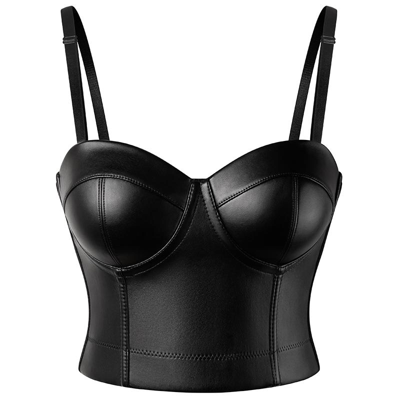 Women Leather Bra Gothic Bralette Corsage Sexy Lingerie Corset Tops Party Wear Tank Tops Underwear