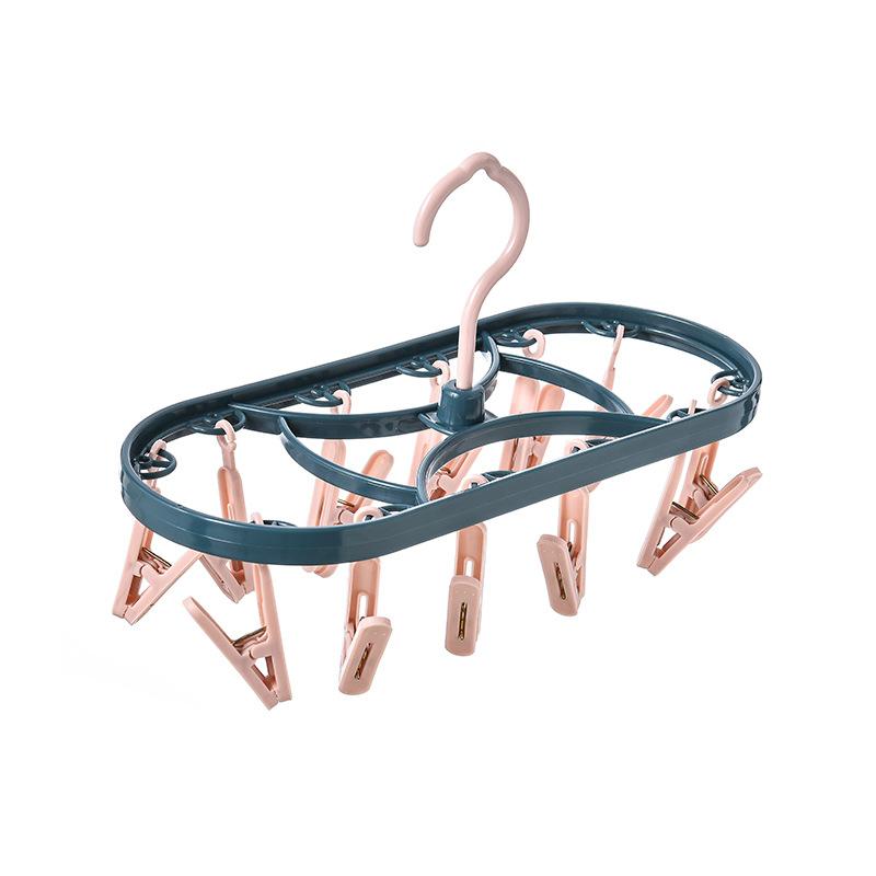 Многофункциональная вешалка с 12 зажимами, ветрозащитная прищепка для белья, общежития, дома, для студентов, прищепка для носков, вешалка для сушки внутри вешалки