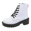 White Chunky Platform Combat Boots Women  Back Zipper Pu Leather Ankle Boots Woman Punk Thick Bottom Motorcycle Botas Mujer