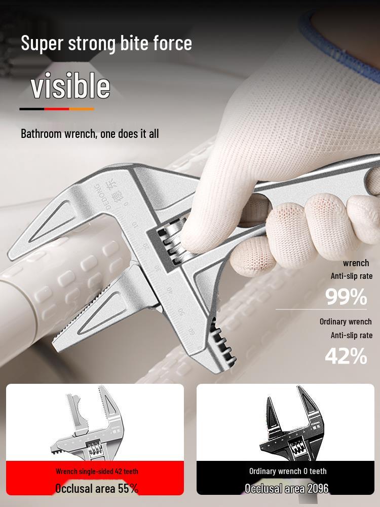 Large Opening Bathroom Wrench for Multifunctional Faucet, Hydronic Heating, and Drain Pipe Installation