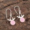 Розовый Халцедон Драгоценный Камень 925 Стерлинговое Серебро Ручная Работа Ювелирные Изделия Серьги-Крючки 1.63" EE-152-16