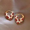 2025 Trendy Red Dripping Oil Heart Hoop Earrings For Women Girls Korean Elegant Love Dangle Earring Zircon Gift