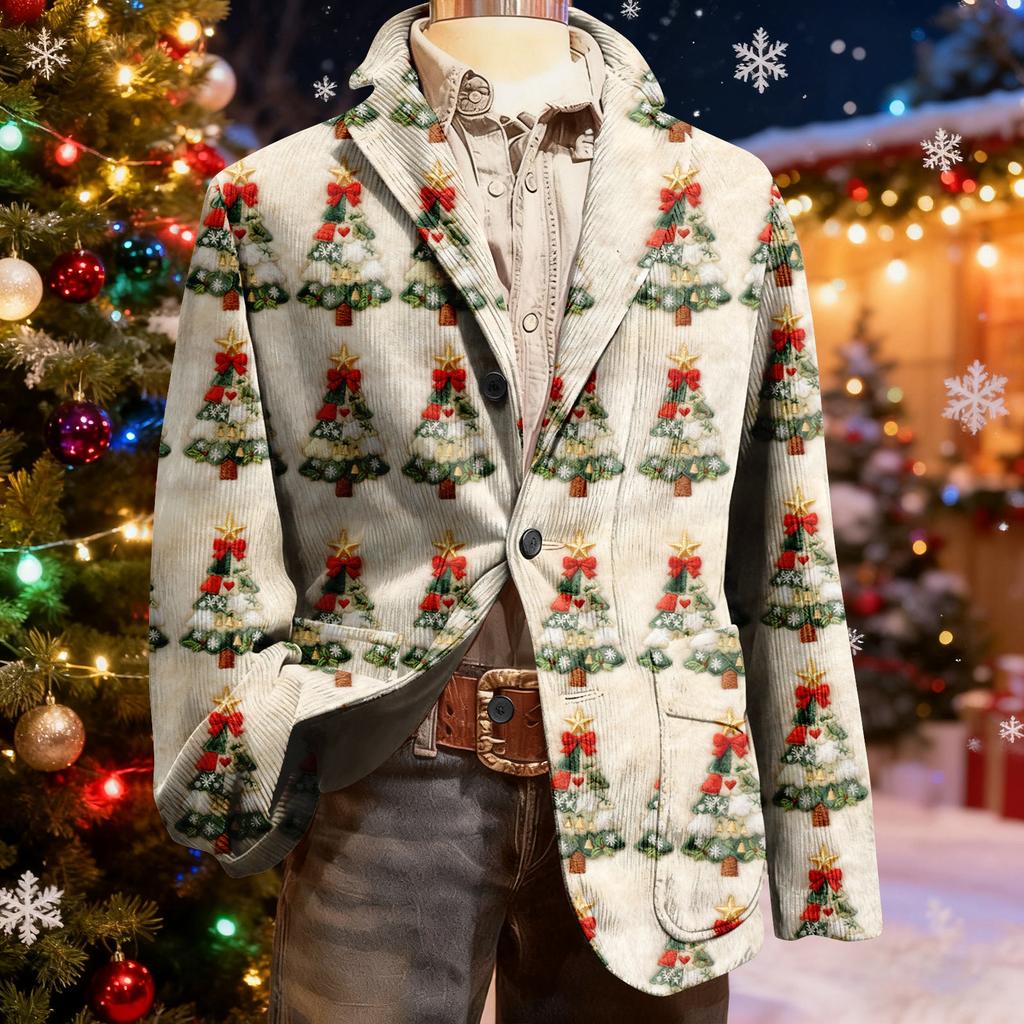 Мужской уродливый рождественский вельветовый теплый карманный пиджак-кардиган, мужской повседневный костюм