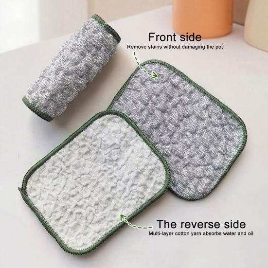 1/2/5/10 шт. Салфетка для мытья посуды из древесного волокна, Двусторонняя чистящая салфетка с тканью из серебряной нити, Многоразовое кухонное полотенце