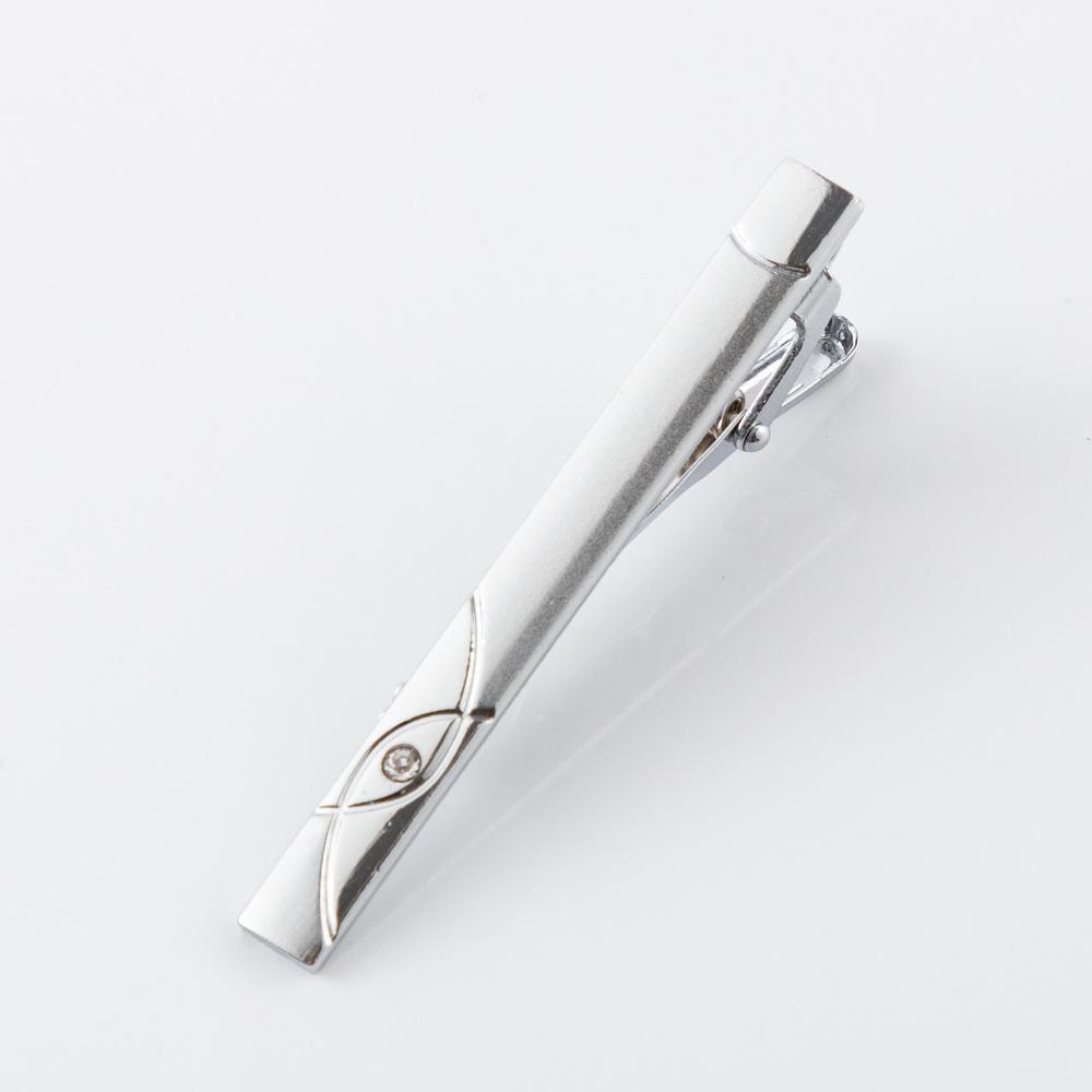 Гальванизированный серебром пескоструйный галстучный зажим с бриллиантом, мужской деловой кэжуал, зажим для воротника.