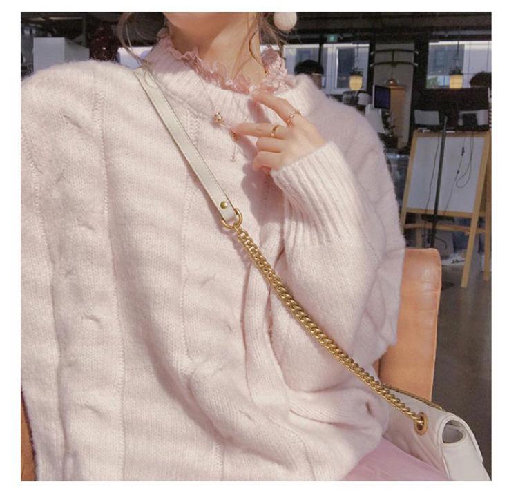 Женский мягкий голубой свитер фуфу: Свободный пуловер из воскового трикотажа для осени и зимы