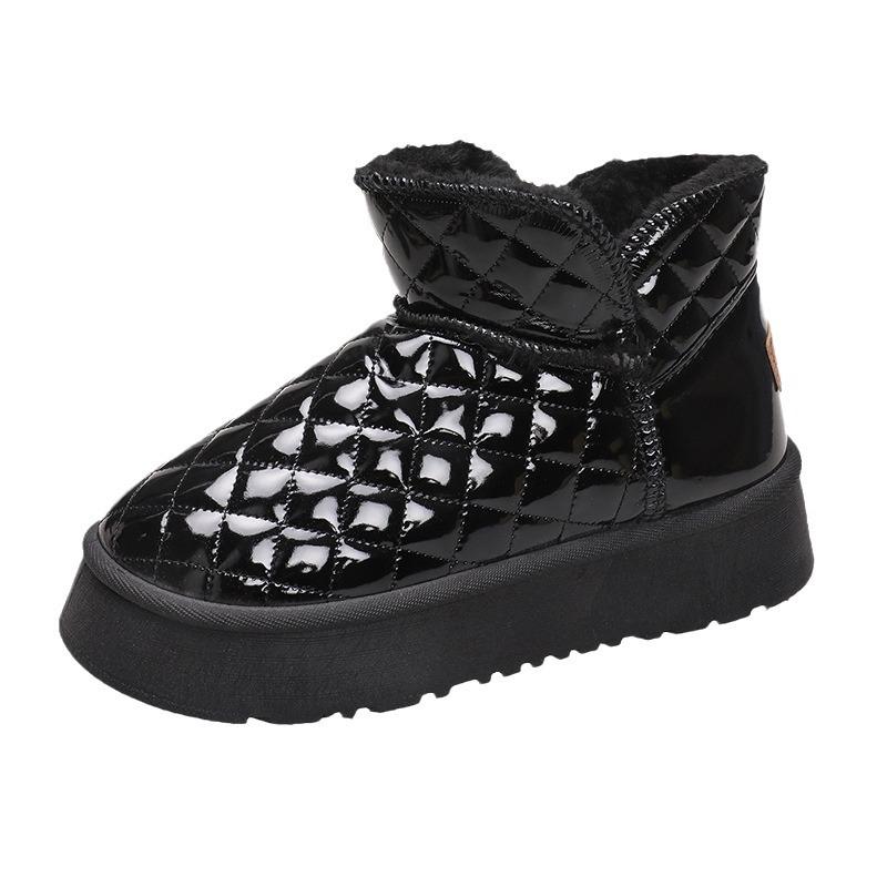 Женские зимние ботинки на толстой подошве, новые, водонепроницаемые и нескользящие, с бархатной подкладкой, утолщенные, в иностранном стиле, теплые хлопковые ботинки, женская обувь в 2024 году