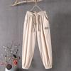 Summer Cotton Linen Harem Pencil Pants Women's Thin Elastic Loose Large Size Casual Capris
