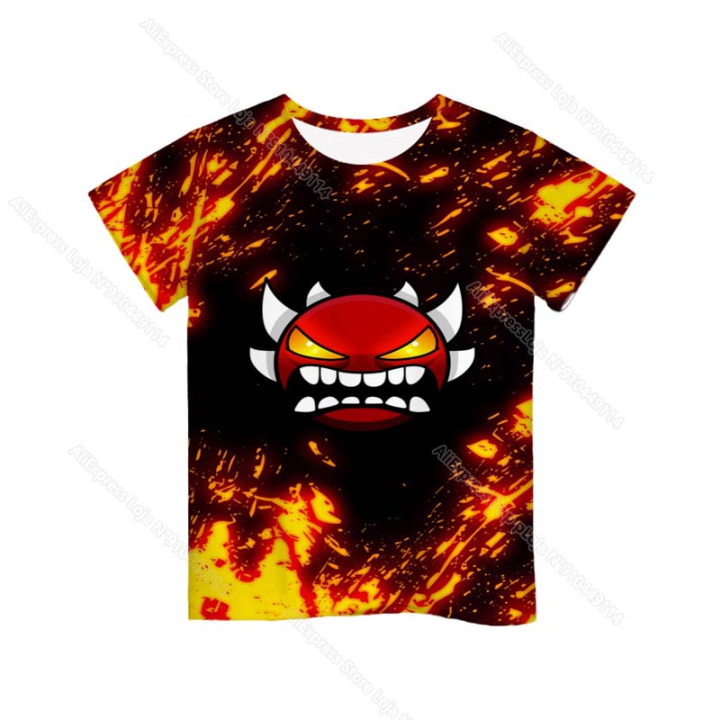 Angry Geometry Dash 3D Print T Shirts Boys Girls Cartoon Anime Tshirts Toddler Kids Game T-shirts Children Tee Tops Camiseta
