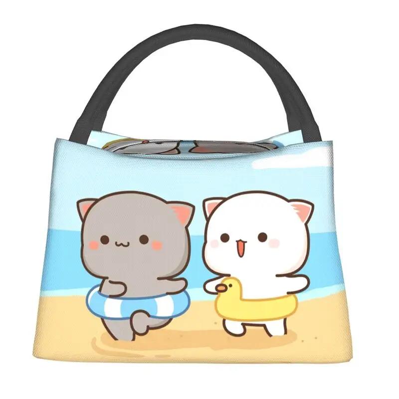 Индивидуальный романтический персиковый и гома моти кошка сумка для обеда женская сумка-холодильник термоизолированный ланч-бокс для офисных поездок