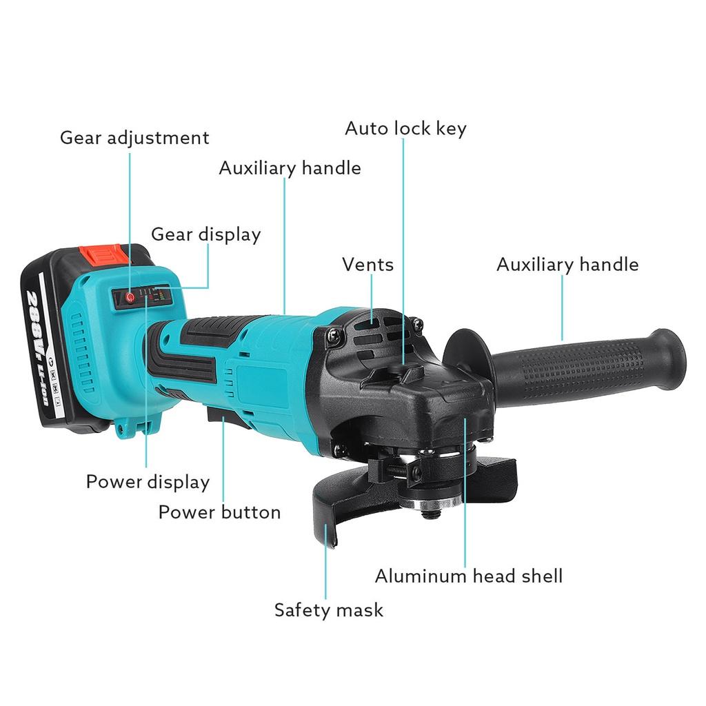100/125 мм Аккумуляторная угловая шлифовальная машина для полировки, электроинструменты 21000RMP, аккумуляторная электрическая шлифовальная машина для резки