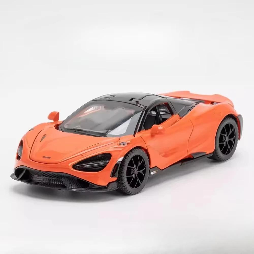 1:32 600LT 765LT Модель Литая из Сплава Машинки Игрушки Украшение Открывающиеся Двери Звук Свет Оттянуть Назад Миниатюрный Транспорт для Детей Идеальный Подарок