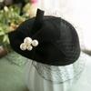 Pure Wool Felt Fascinator Wedding Hat Pillbox Hat for Women Cocktail Party Vintage Lady Winter Solid Beret Hat Hostesses Cap