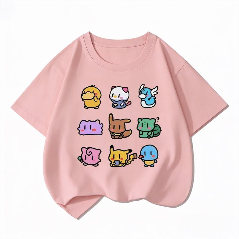 Youngsters' Summer Fashion Casual T-Shirt with Cute Duck Print, Comfortable Short Sleeve Crew Neck Tee for Boys and Girls