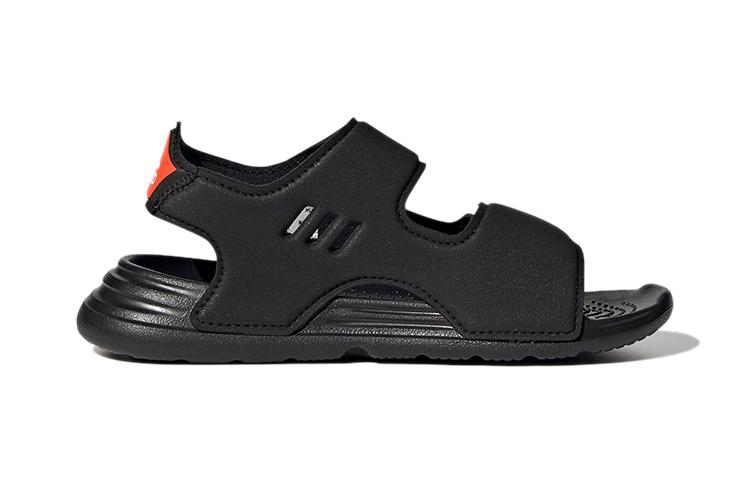 adidas Шлепанцы для плавания Детские шлепанцы из синтетической кожи Черно-оранжевые Для детей от 3 до 7 лет FY8936