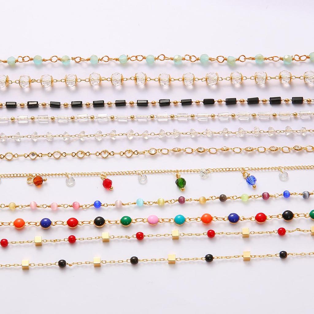 50 см/пакет, латунная медная цепочка, хрустальные бусины, подвески, цепочка для DIY, ожерелье, браслет, аксессуары для изготовления ювелирных изделий, принадлежности ручной работы