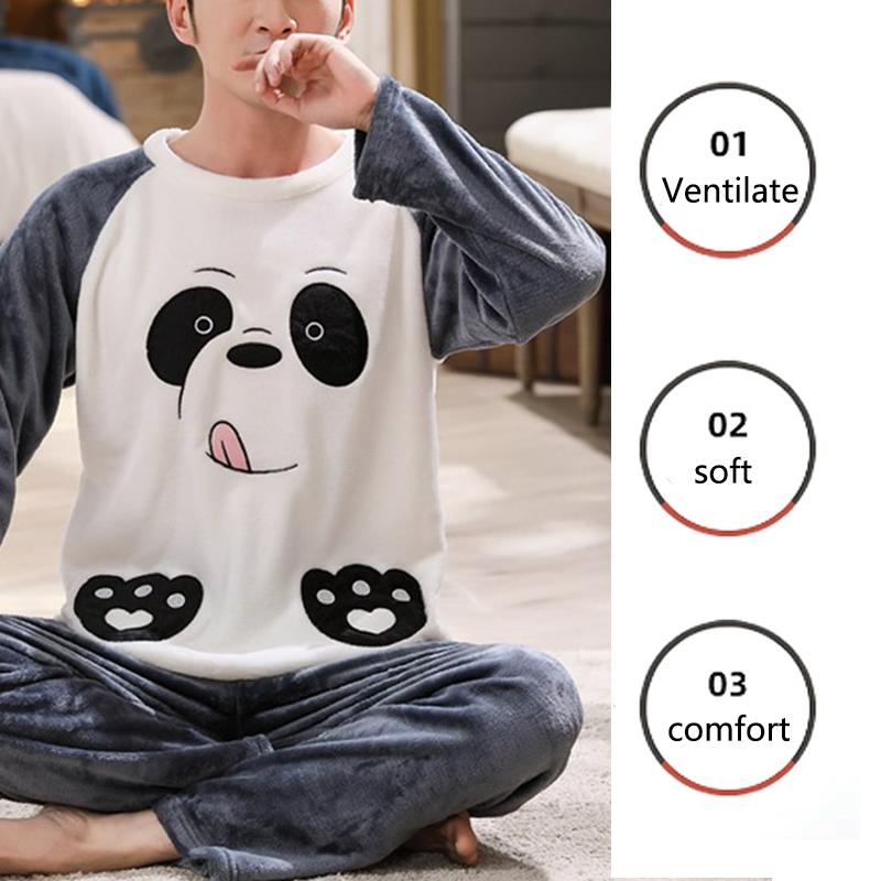 2 шт./комплект осенне-зимняя мужская пижама с подкладкой, утолщенная, теплая, с длинными рукавами, для подростков, домашняя одежда из кораллового флиса, одежда для мальчиков