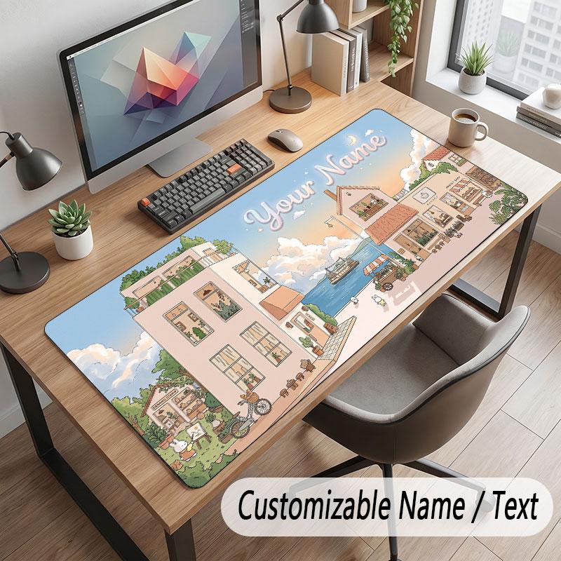 Mountain Landscape Theme Customized Mouse Pad Personalized Print Name Text Desk Mat For Home Office Table Decor