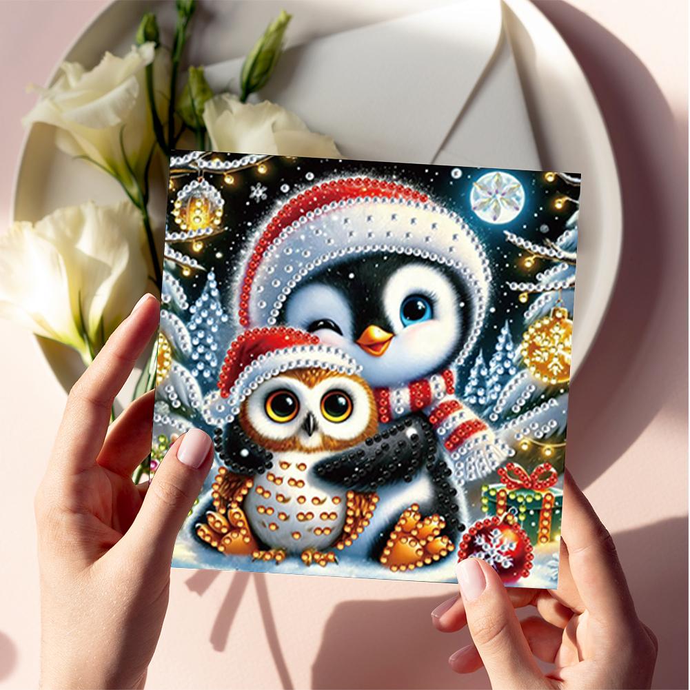 6 шт. Рождественские пингвины DIY Алмазная живопись поздравительные открытки
