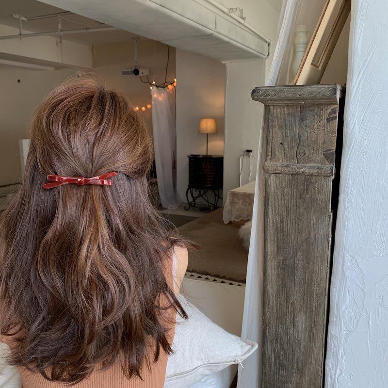 Korean Acetate Bow Hair Clip - Celebrity-Style Hairpin for Bangs & Back of Head