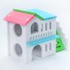 Деревянная вилла для хомяка Делюкс, двухэтажная, натуральное укрытие, домик, игрушка, жевательная игрушка для мелких животных, для клетки хомяка
