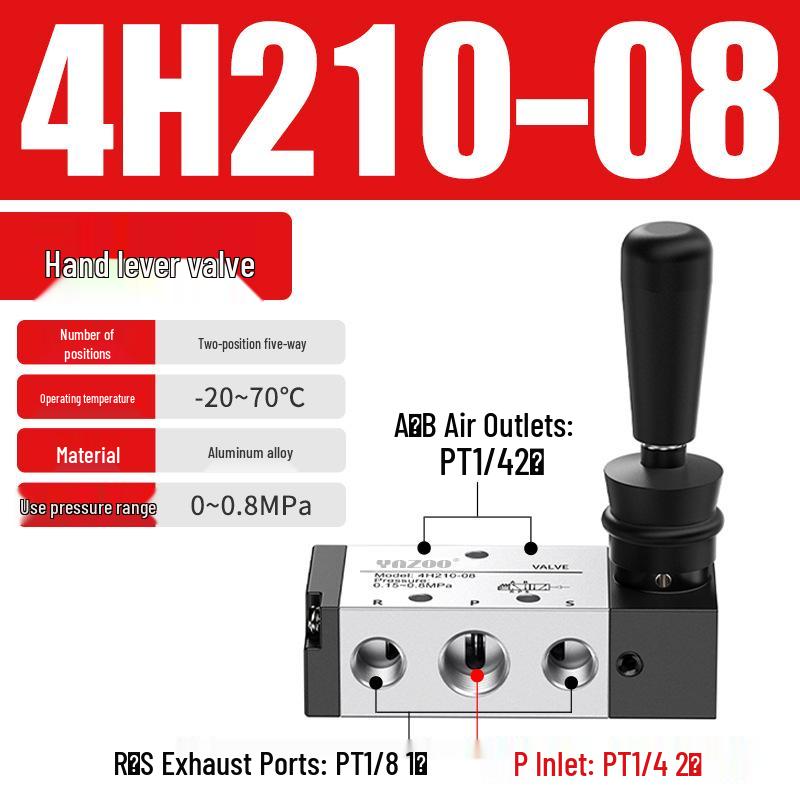 Pneumatic Hand Lever Valve 4R210 4H210-08, Cylinder Directional Control Valve 4H310 4R410, Manual Pneumatically-Controlled Valve.