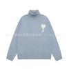 Oversized Knit Sweater With Heart Jacquard Round Neck Loose Fit Unisex Casual Pullover