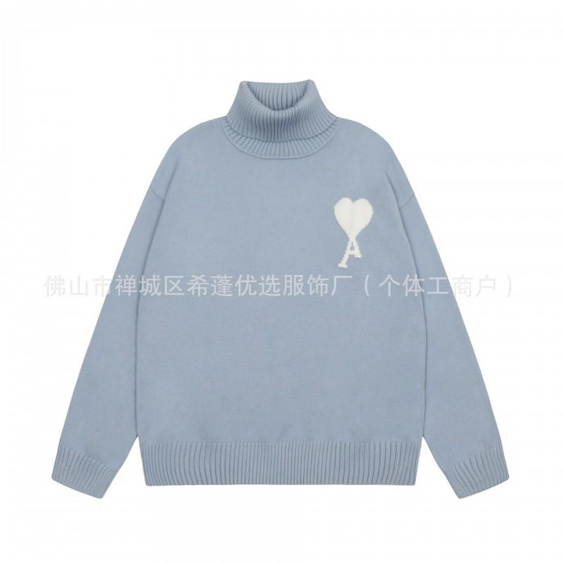 Oversized Knit Sweater With Heart Jacquard Round Neck Loose Fit Unisex Casual Pullover