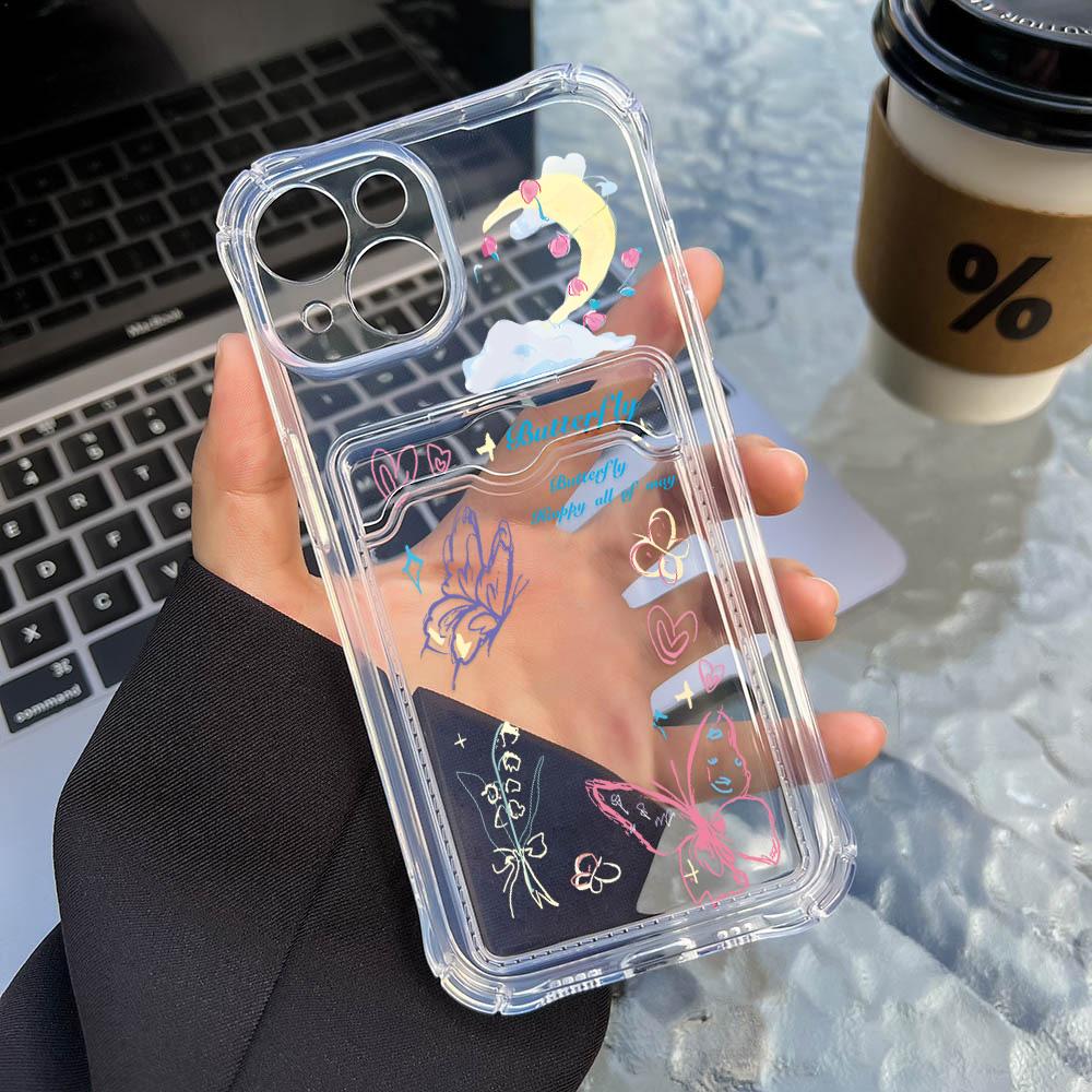 Card Phone Case for iPhone 11 13 XR 15 14 Pro Max iPhone 12 16 7 8 Plus XS Max Samsung S24 S23 A15 A55 A05 A54 Redmi 12 13C 13 9 Cartoon Protection