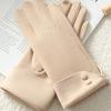 Plush Women Suede Gloves Full Finger Winter Mittens Vintage  Gloves  Outdooor