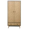 Modern Wardrobe Cabinet Wood Grain Sticker Surface With Shelf Hanging Rod And 2 Drawers 90x50x190cm