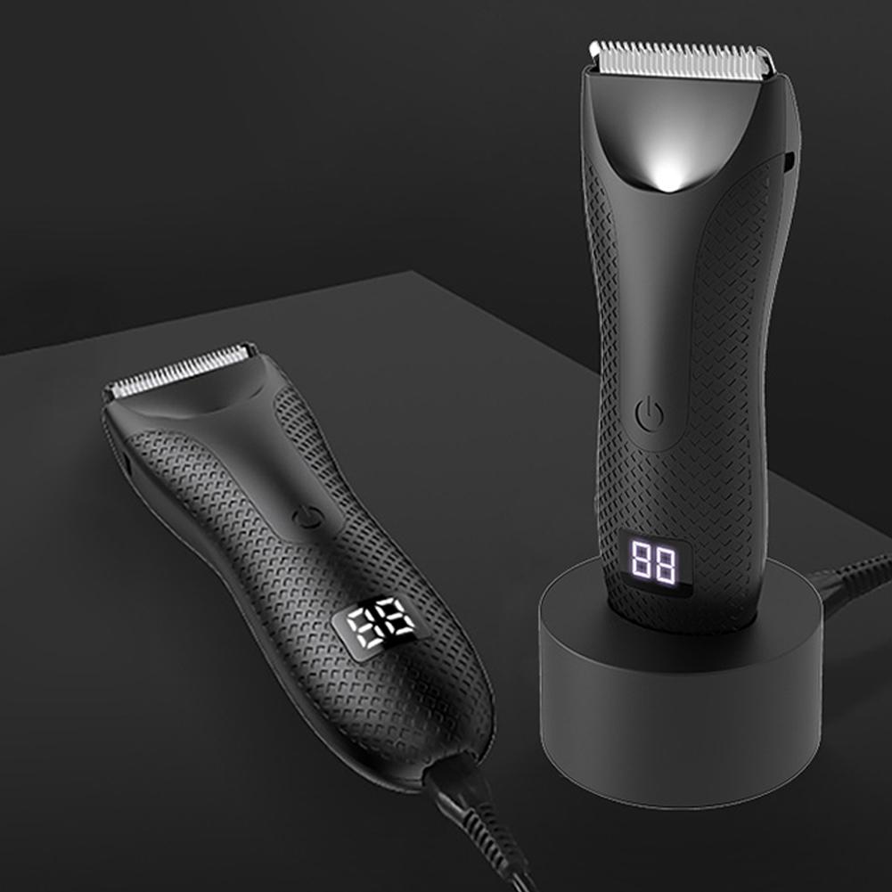 Body Hair Trimmer Rechargeable Electric Shaver Ceramic Blade Body Shaver with 2 Guide Comb Body Groomer for Fathers Day Gift