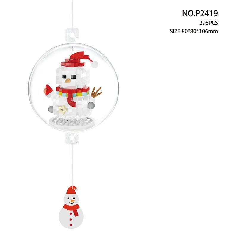 Santa Claus wreath sled decorative pendant, children's educational DIY building block toy, creative gift