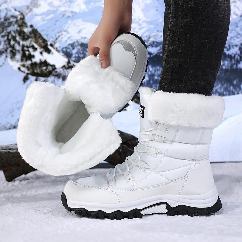 Зимние женские высокие нескользящие водонепроницаемые износостойкие сноубутсы корейские зимние ботинки