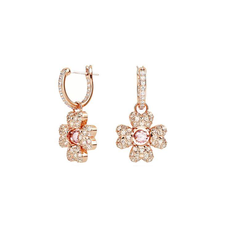 Swarovski Серьги Idyllia Капля Воды Счастливый Клевер Женские Серьги Розовое Золото 5674212