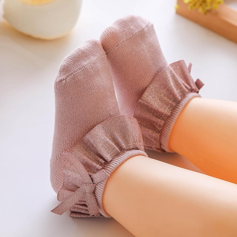 0-12M кружевные носки для новорожденных, носки принцессы с бантом, детские хлопковые носки для девочек на весну и осень, дышащие носки с оборками для девочек