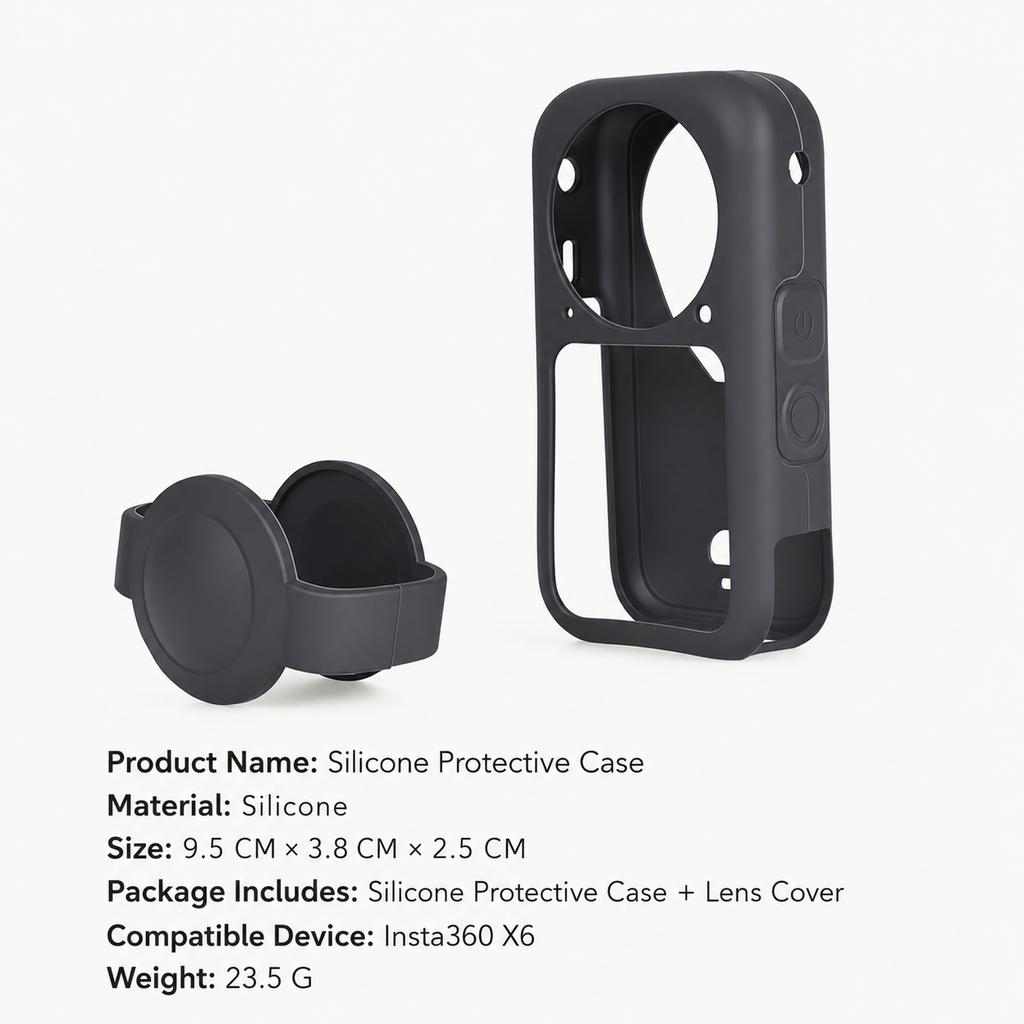 Silicone Case Lens Cap for Insta161 X6 Shockproof Protective Cover Anti Scratch Dustproof Full Body Action Camera Vlog Accessory