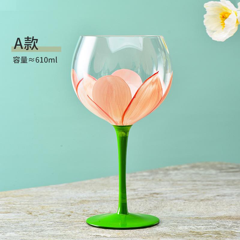 Расписанное вручную стекло, расписанный бокал для красного вина, бокал для вина с большим животом