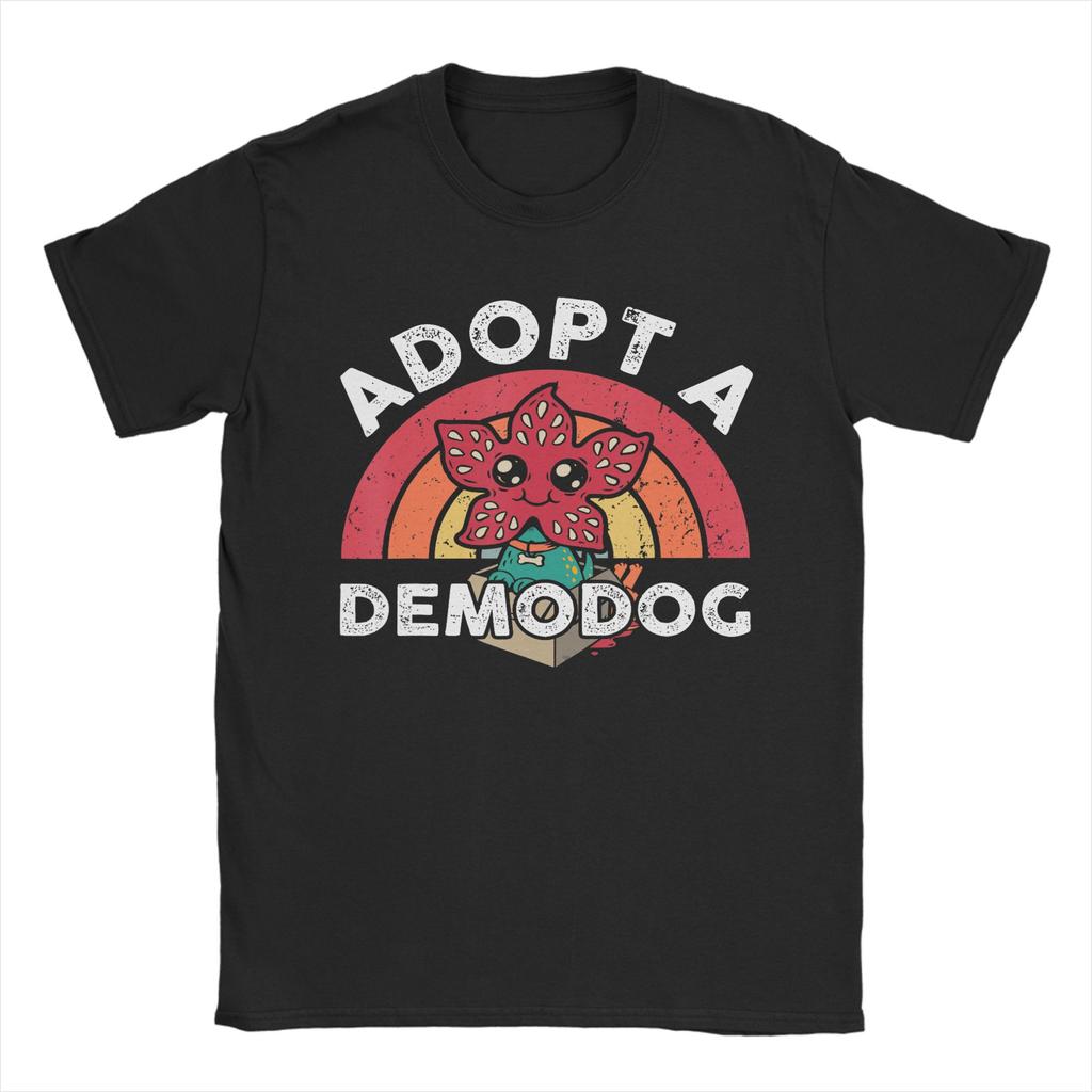 Mens TShirts Adopt A Demodog Dog Rescue Foster Pet Funny 100 Cotton Tee Shirt Short Sleeve T Shirts Crewneck Clothing Gift