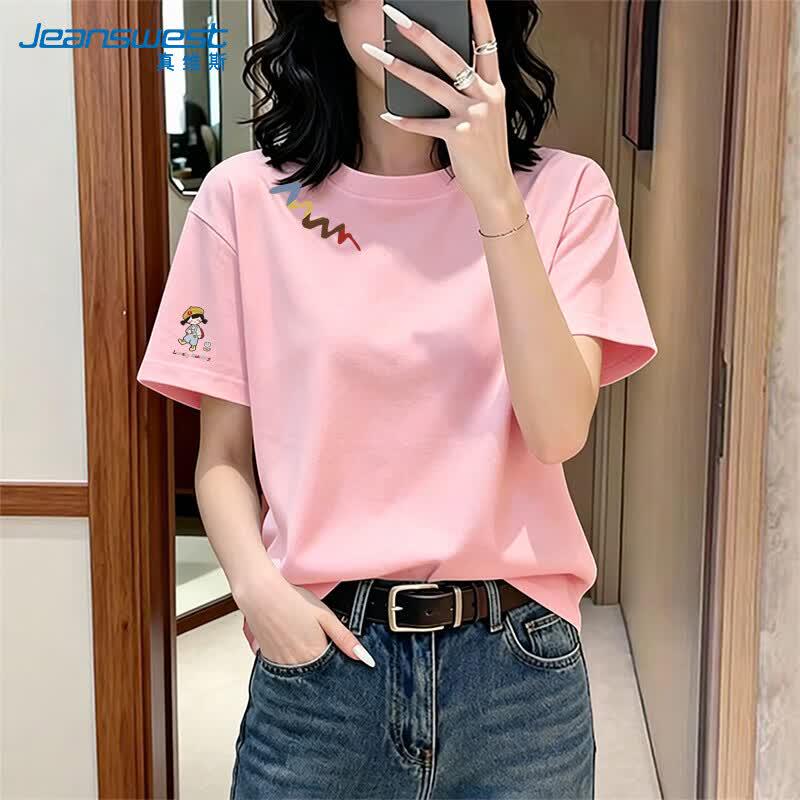 Женская хлопковая футболка с принтом в корейском стиле от Jeanswest