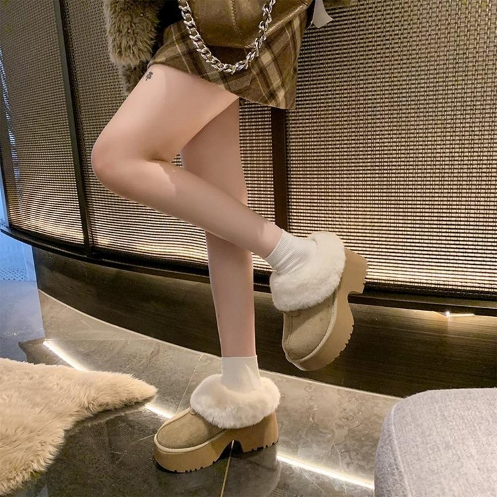 Fashion Designer Thick Soled and Raised Sheepskin Wool Integrated Snow Boots for Women In Winter 2024, New Warm and Plush Short Boots