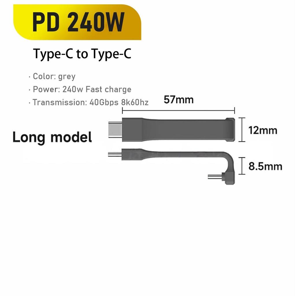 Короткий кабель USB4 240 Вт быстрая зарядка U-образный кабель USB C 40 Гбит/с 8K видео для iPhone 16 15, iPad, SSD, концентратор Thunderbolt 4/3