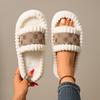 Fashion Women Home Slippers Warm Plush Shoes Ladies Fluffy Shoes Cozy Open Toe Indoor Slides Women Fuzzy Non-Slip Bedroom Slippers