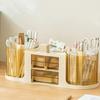 Pen Holder with Drawer Desk Organizer Transparent Rotatable Design Large Capacity Pencil Pen Holder Storage Box
