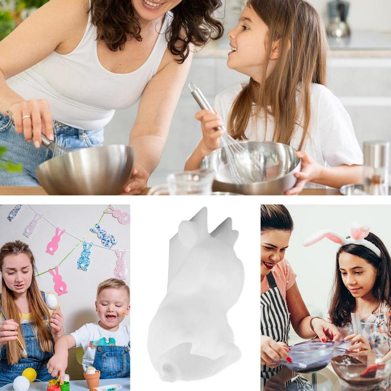 Пасхальная силиконовая форма в виде кролика, форма для статуэтки кролика для поделок, литье из гипса, мягкая силиконовая форма, легкое извлечение для начинающих, для поделок