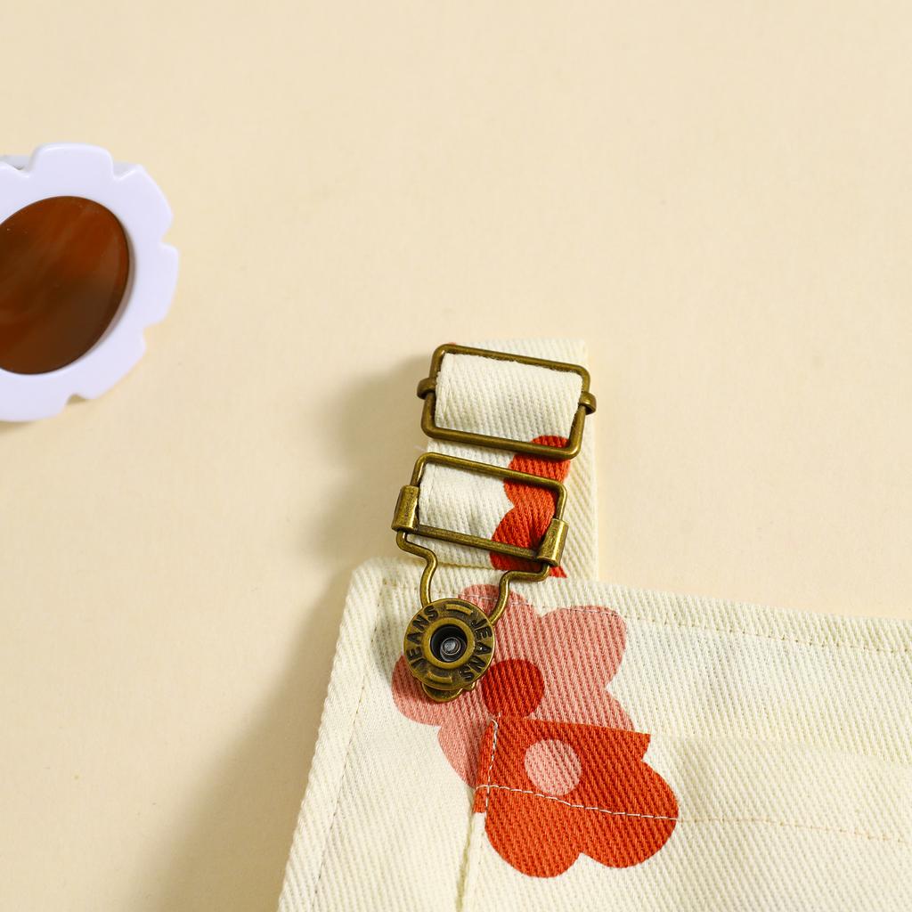 Джинсовый комбинезон для маленькой девочки с цветочным/клубничным принтом, джинсовый комбинезон с подтяжками на бретелях и шортами