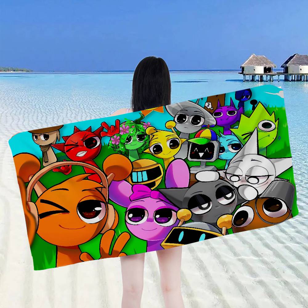 S-Sprunki Incredibox Микрофибровое Пляжное Полотенце Впитывающее Быстросохнущее Мягкое Для Йоги Плавания Курорта Альпинизма
