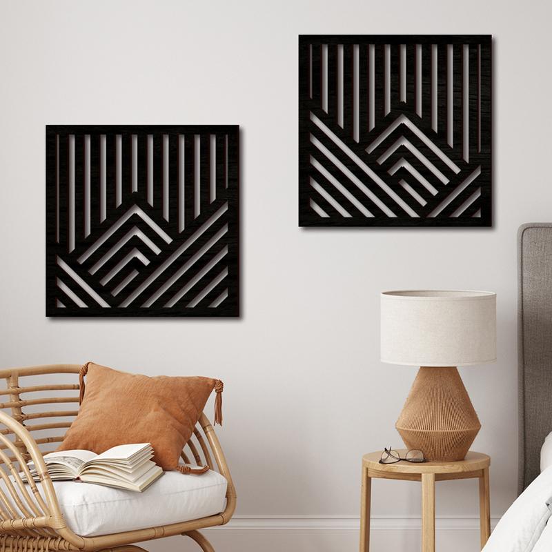 2pcs/set Board Wall Sticker Home Decoration Hollow Wall Sticker Creative Wooden Wall Hanging 3D 3 Colors